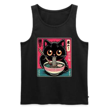 Chat Ramen Nouilles Anime Japonais Chat Chaton - Débardeur bio Premium Homme - noir - Devant - Michal (187cm)