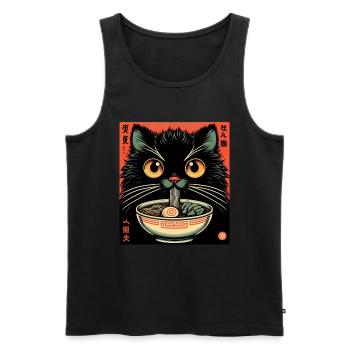 Chat Ramen Nouilles Anime Japonais Chat Chaton - Débardeur bio Premium Homme - noir - Devant - Michal (187cm)