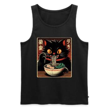 Chat Ramen Nouilles Anime Japonais Chat Chaton - Débardeur bio Premium Homme - noir - Devant - Michal (187cm)