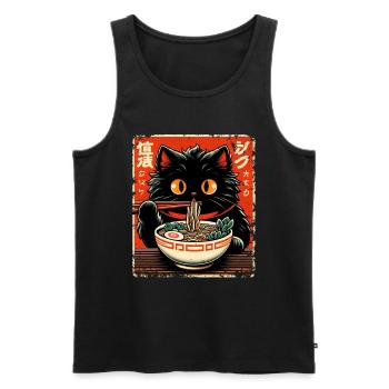 Chat Ramen Nouilles Anime Japonais Chat Chaton - Débardeur bio Premium Homme - noir - Devant - Michal (187cm)
