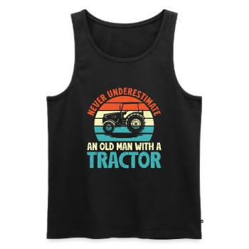 Tracteur agricole Tracteur vintage Farmers - Débardeur bio Premium Homme - noir - Devant - Michal (187cm)