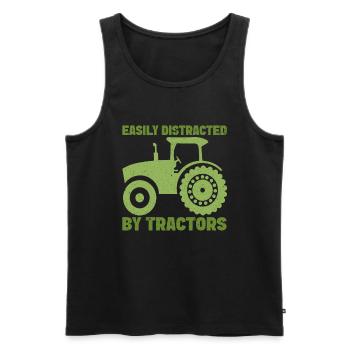 Tracteur agricole Tracteur vintage Farmers - Débardeur bio Premium Homme - noir - Devant - Michal (187cm)