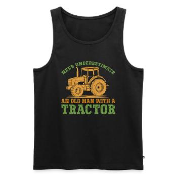 Tracteur agricole Tracteur vintage Farmers - Débardeur bio Premium Homme - noir - Devant - Michal (187cm)