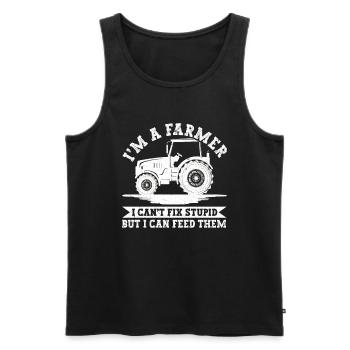 Tracteur agricole Tracteur vintage Farmers - Débardeur bio Premium Homme - noir - Devant - Michal (187cm)