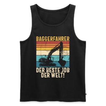 Baggerfahrer Lustige Bauarbeiter Beruf Excavator - Männer Premium Bio Tank Top - Schwarz - Vorne - AI Model Male 178 light (178cm)