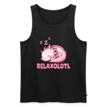 Relaxolotl Axolotl Late Riser Sleeping Chilling - Men's Premium Organic Tank Top - black - Front - AI Model Male 178 light (178cm)