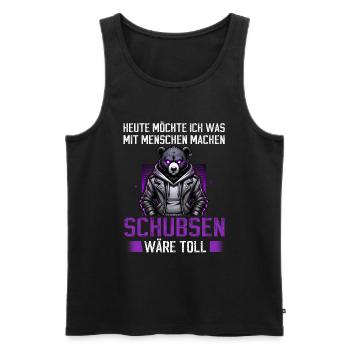 Heute möchte ich was mit Menschen machen Schubsen - Männer Premium Bio Tank Top - Schwarz - Vorne - Michal (187cm)