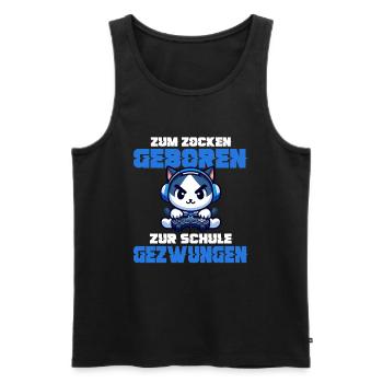 Zum Zocken geboren zur Schule gezwungen Katze - Männer Premium Bio Tank Top - Schwarz - Vorne - Michal (187cm)
