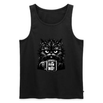 Hum, non, Chat, Drôle, Sarcastique, Thé, Café - Débardeur bio Premium Homme - noir - Devant - AI Model Male 178 light (178cm)