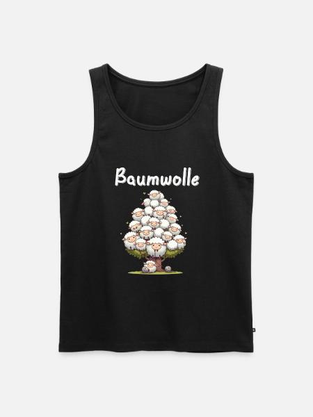 Katoenen Schaap Cartoon Grappige Schaap Woordspeling - Mannen Premium Bio Tanktop - zwart