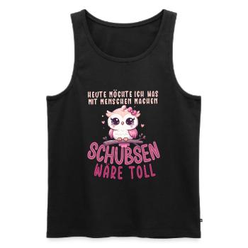 Heute Möchte Ich Menschen Schubsen Eule Humor - Männer Premium Bio Tank Top - Schwarz - Vorne - Michal (187cm)
