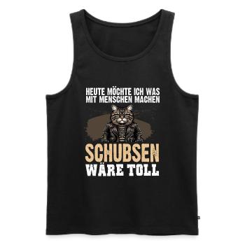 Today I want to push people cat - Men's Premium Organic Tank Top - black - Front - Michal (187cm)
