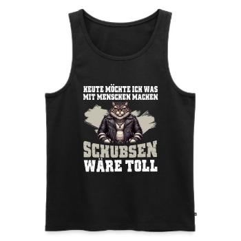 Today I want to push people cat - Men's Premium Organic Tank Top - black - Front - Michal (187cm)
