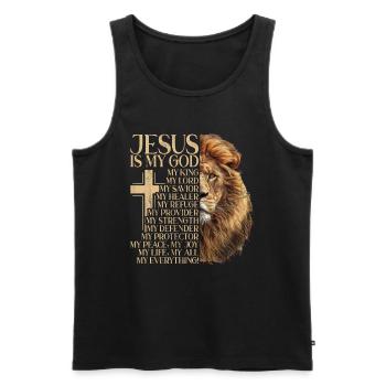 Löwe Des Juda -Glaubens An Christian Christian - Männer Premium Bio Tank Top - Schwarz - Vorne - AI Model Male 178 light (178cm)