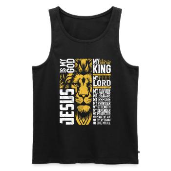 Löwe Des Juda -Glaubens An Christian Christian - Männer Premium Bio Tank Top - Schwarz - Vorne - AI Model Male 178 light (178cm)
