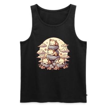 Japanische Katzen Anime Kätzchen Schlafen Kawaii - Männer Premium Bio Tank Top - Schwarz - Vorne - Michal (187cm)