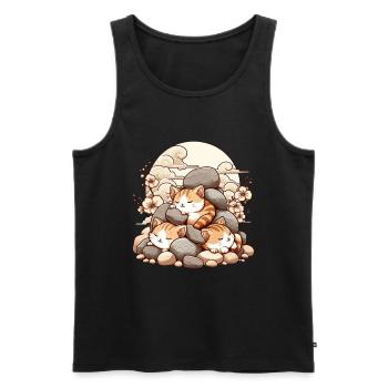 Japanische Katzen Anime Kätzchen Schlafen Kawaii - Männer Premium Bio Tank Top - Schwarz - Vorne - Michal (187cm)