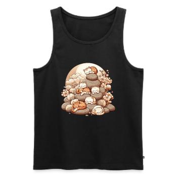 Japanische Katzen Anime Kätzchen Schlafen Kawaii - Männer Premium Bio Tank Top - Schwarz - Vorne - Michal (187cm)