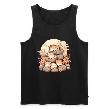 Japanische Katzen Anime Kätzchen Schlafen Kawaii - Männer Premium Bio Tank Top - Schwarz - Vorne - Michal (187cm)