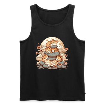 Japanische Katzen Anime Kätzchen Schlafen Kawaii - Männer Premium Bio Tank Top - Schwarz - Vorne - Michal (187cm)