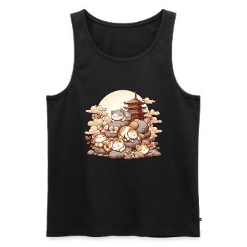 Japanische Katzen Anime Kätzchen Schlafen Kawaii - Männer Premium Bio Tank Top - Schwarz - Vorne - Michal (187cm)
