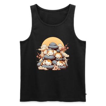 Japanische Katzen Anime Kätzchen Schlafen Kawaii - Männer Premium Bio Tank Top - Schwarz - Vorne - Michal (187cm)