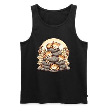 Japanische Katzen Anime Kätzchen Schlafen Kawaii - Männer Premium Bio Tank Top - Schwarz - Vorne - Michal (187cm)