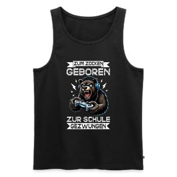 Born to gamble, forced to go to school, bear - Men's Premium Organic Tank Top - black - Front - Michal (187cm)