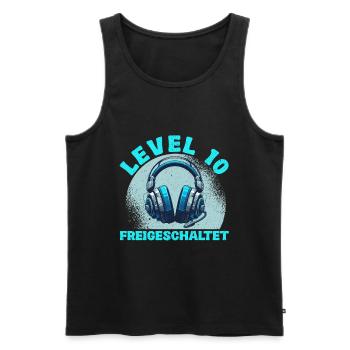 Level 10 Freigeschaltet Gaming Geburtstag PC - Männer Premium Bio Tank Top - Schwarz - Vorne - AI Model Male 178 light (178cm)