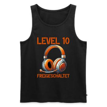 Level 10 Freigeschaltet Gaming Geburtstag PC - Männer Premium Bio Tank Top - Schwarz - Vorne - AI Model Male 178 light (178cm)