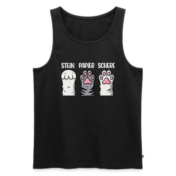 Chat Pierre Papier Ciseaux Patte Jeu Drôle - Débardeur bio Premium Homme - noir - Devant - Michal (187cm)