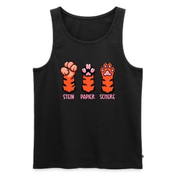 Chat Pierre Papier Ciseaux Patte Jeu Drôle - Débardeur bio Premium Homme - noir - Devant - Michal (187cm)
