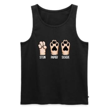 Cat Stone Paper Scissors Paw Game Funny - Men's Premium Organic Tank Top - black - Front - Michal (187cm)