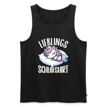 Official Sleep Shirt Unicorn Nights Pajamas - Men's Premium Organic Tank Top - black - Front - AI Model Male 178 light (178cm)