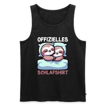 Official Sleep Shirt Sloth Late Riser - Men's Premium Organic Tank Top - black - Front - AI Model Male 178 light (178cm)