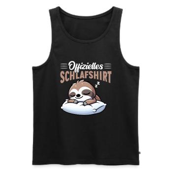 Official Sleep Shirt Sloth Late Riser - Men's Premium Organic Tank Top - black - Front - AI Model Male 178 light (178cm)