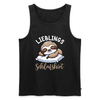 Official Sleep Shirt Sloth Late Riser - Men's Premium Organic Tank Top - black - Front - AI Model Male 178 light (178cm)
