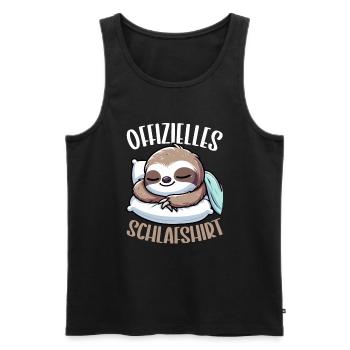 Official Sleep Shirt Sloth Late Riser - Men's Premium Organic Tank Top - black - Front - AI Model Male 178 light (178cm)