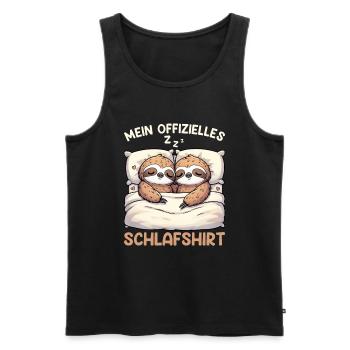 Official Sleep Shirt Sloth Late Riser - Men's Premium Organic Tank Top - black - Front - AI Model Male 178 light (178cm)