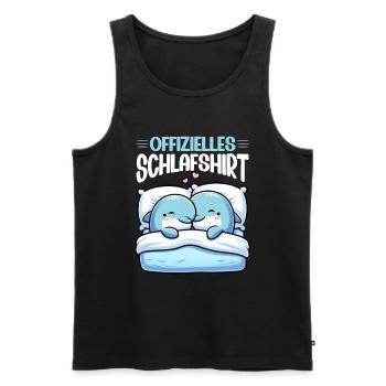 Official Sleep Shirt Dolphin Pajamas - Men's Premium Organic Tank Top - black - Front - AI Model Male 178 light (178cm)