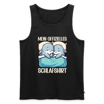Official Sleep Shirt Dolphin Pajamas - Men's Premium Organic Tank Top - black - Front - AI Model Male 178 light (178cm)