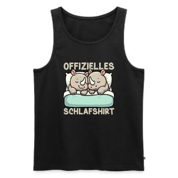 Official Sleeping Shirt Rhinoceros Late Riser - Men's Premium Organic Tank Top - black - Front - AI Model Male 178 light (178cm)