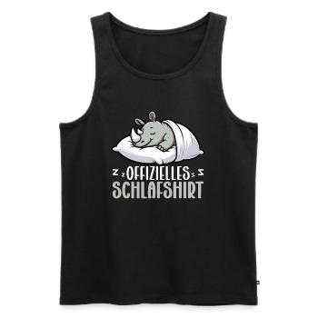 Official Sleeping Shirt Rhinoceros Late Riser - Men's Premium Organic Tank Top - black - Front - AI Model Male 178 light (178cm)