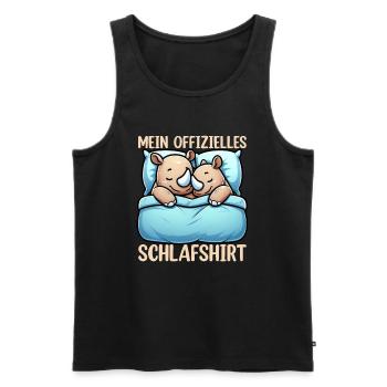 Official Sleeping Shirt Rhinoceros Late Riser - Men's Premium Organic Tank Top - black - Front - AI Model Male 178 light (178cm)