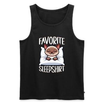 Chemise de nuit officielle Pyjama chat birman - Débardeur bio Premium Homme - noir - Devant - AI Model Male 178 light (178cm)