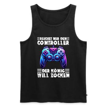 Hands me the controller the king wants to gamble - Men's Premium Organic Tank Top - black - Front - AI Model Male 178 light (178cm)