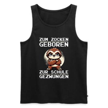 Zum Zocken geboren zur Schule gezwungen Faultier - Männer Premium Bio Tank Top - Schwarz - Vorne - Michal (187cm)