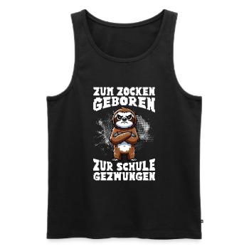 Zum Zocken geboren zur Schule gezwungen Faultier - Männer Premium Bio Tank Top - Schwarz - Vorne - Michal (187cm)
