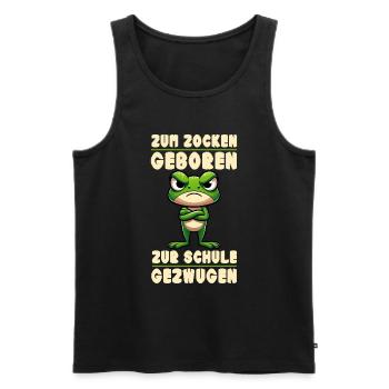 Born to gamble Forced to go to school Frog - Men's Premium Organic Tank Top - black - Front - Michal (187cm)