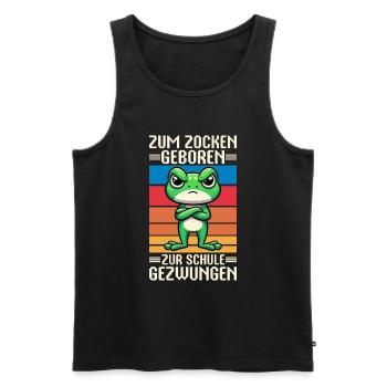 Born to gamble Forced to go to school Frog - Men's Premium Organic Tank Top - black - Front - Michal (187cm)